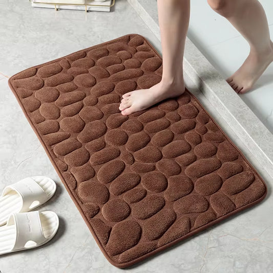 Cobblestone Embossed Bathroom Bath Mat Non-Slip Carpets in Wash Basin Bathtub Side Shower Room Floor Rug Doormat Memory Foam Pad