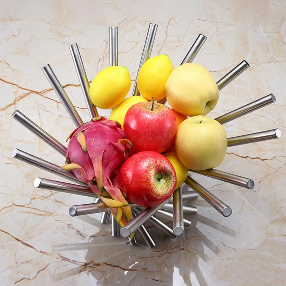 Creativity Stainless Steel Fruit Basket Foldable Rotation Fruit Stand Bowl Fruit Stand for Fruits Vegetables or Bread