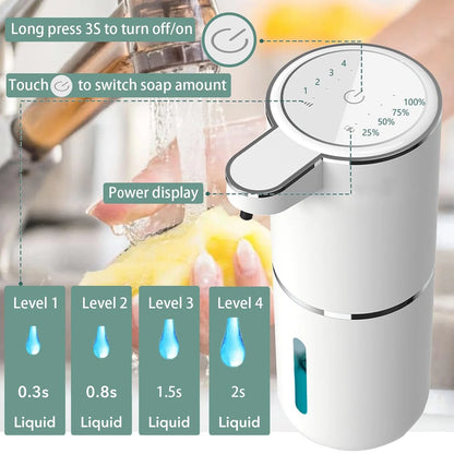 Automatic Liquid Soap Dispenser, 380ML USB Rechargeable Touchless Dispenser Electric Wall Mounted 4 Levels Adjustable Liquid Soap Dispenser Pump for Bathroom Kitchen Dish Soap