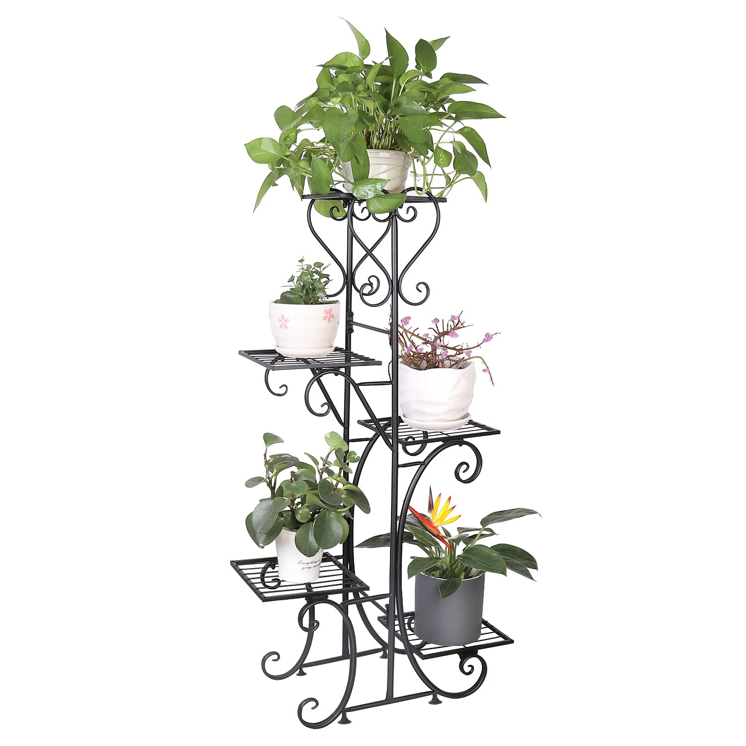 5 Tiered Tall Plant Stand Indoor Iron Planter Shelf Rack Garden Metal Flower Pots Display Holder Outdoor