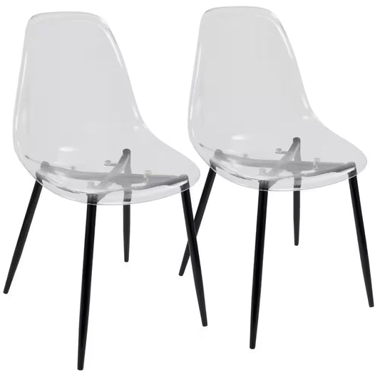 Clara Mid-Century Clear Acrylic and Walnut Modern Dining Chair (Set of 2)