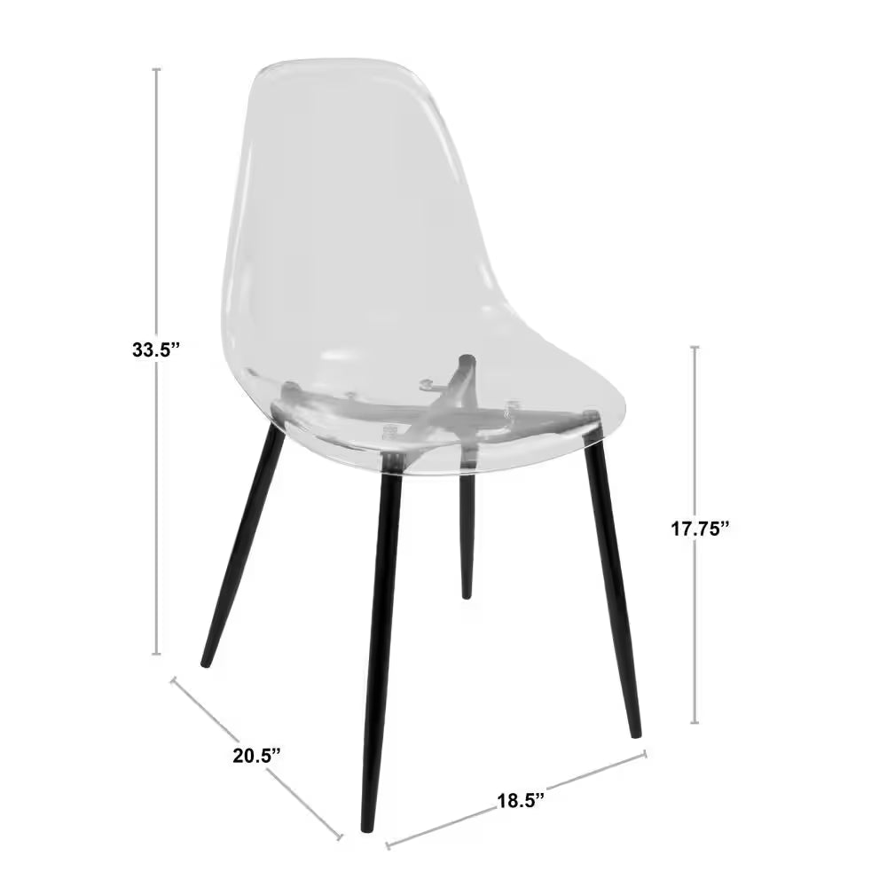 Clara Mid-Century Clear Acrylic and Walnut Modern Dining Chair (Set of 2)