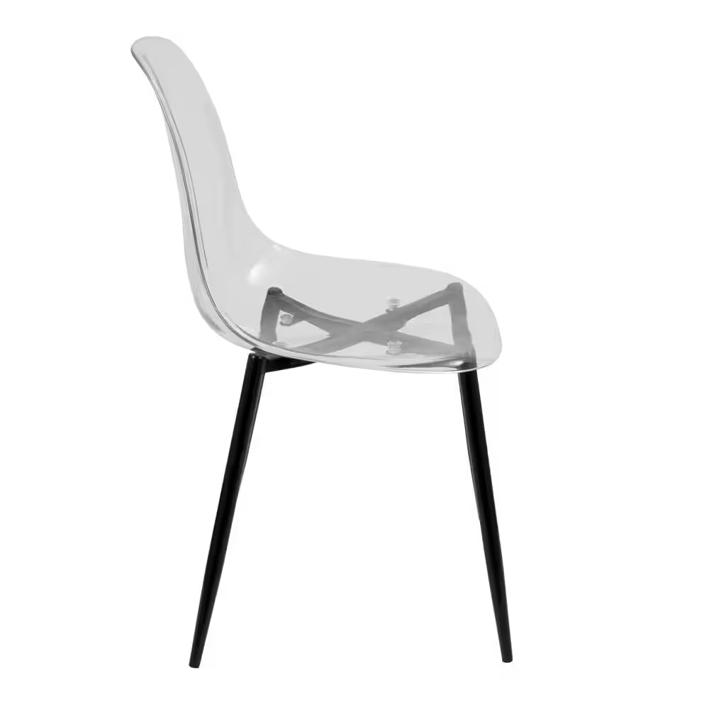 Clara Mid-Century Clear Acrylic and Walnut Modern Dining Chair (Set of 2)