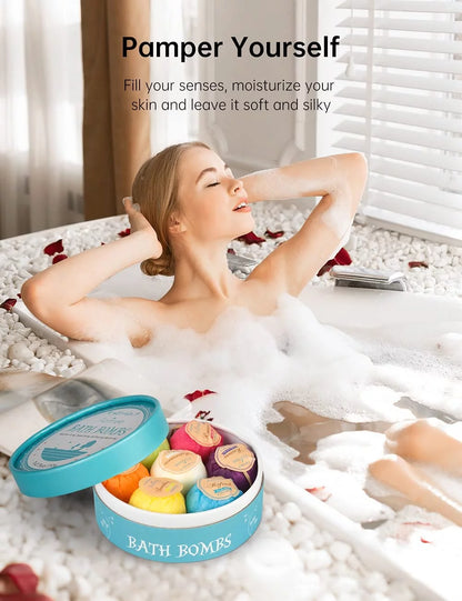 Bath Bombs Set, Bath Salt Balls Self Care for Women