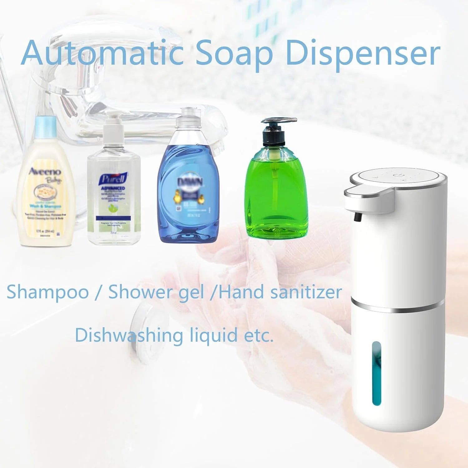 Automatic Liquid Soap Dispenser, 380ML USB Rechargeable Touchless Dispenser Electric Wall Mounted 4 Levels Adjustable Liquid Soap Dispenser Pump for Bathroom Kitchen Dish Soap