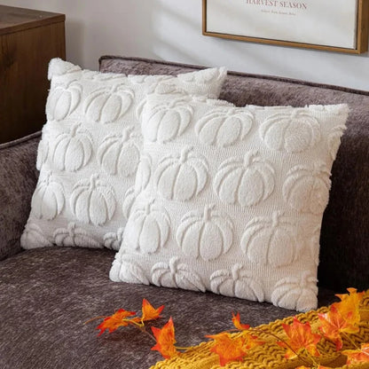 Fall Pillow Covers Fall Decorations Autumn Orange Pumpkin Throw Pillow Cases Soft Plush Faux Fur Wool Couch Cushion Case