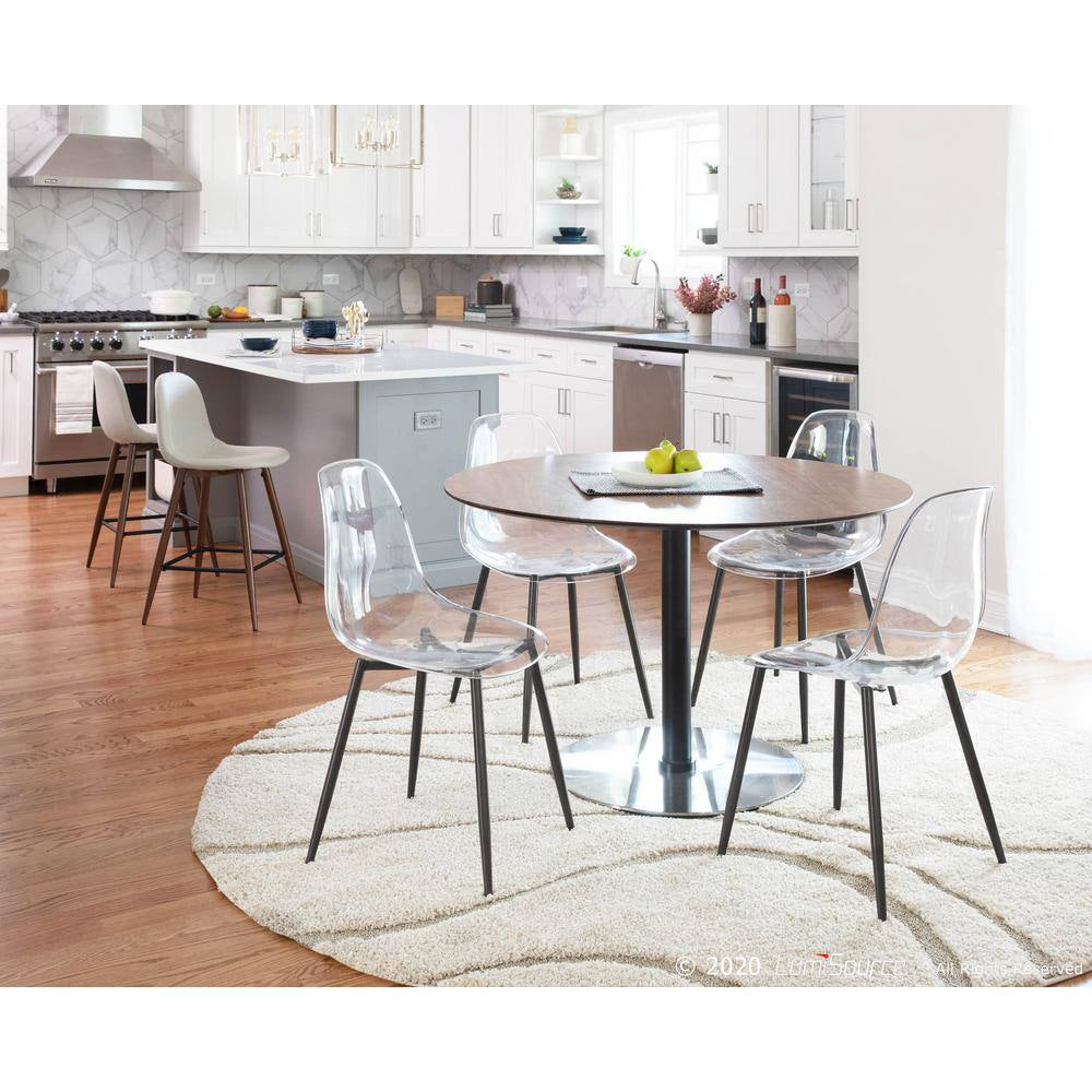 Clara Mid-Century Clear Acrylic and Walnut Modern Dining Chair (Set of 2)